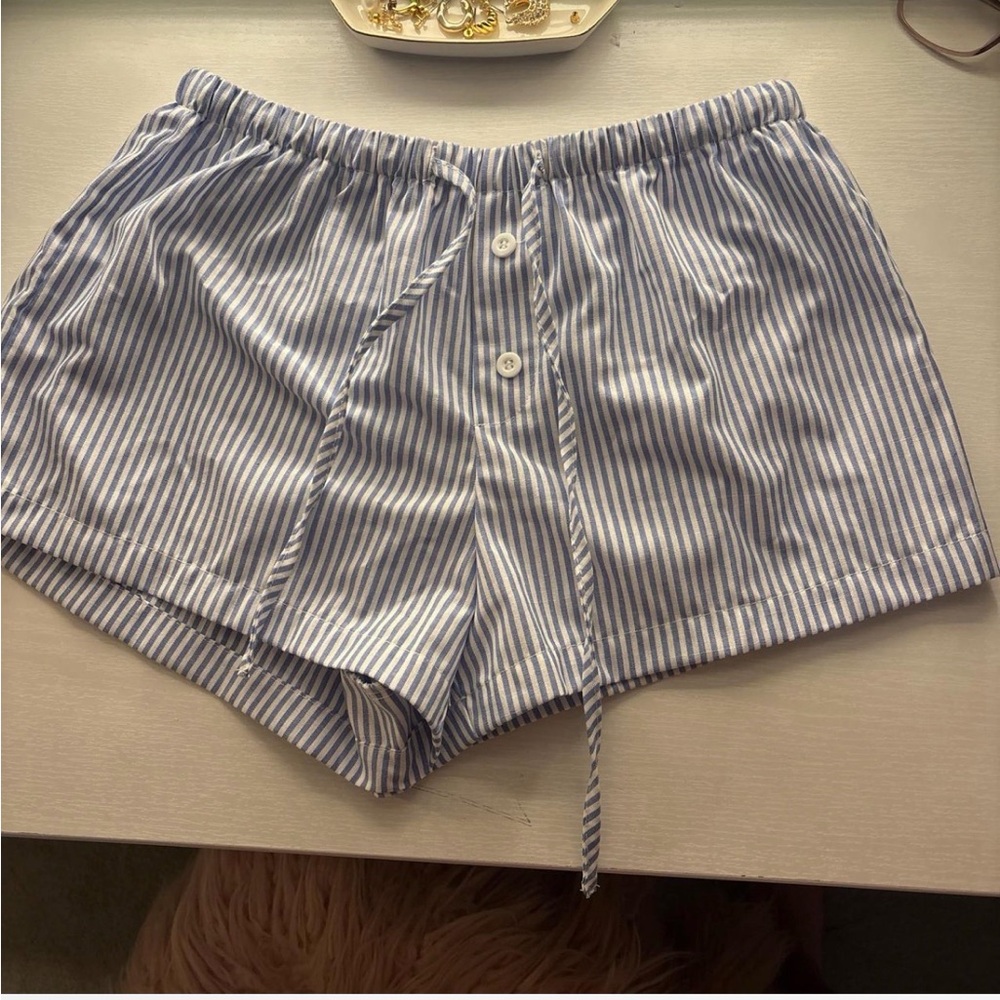 Blue Striped Women's Shorts